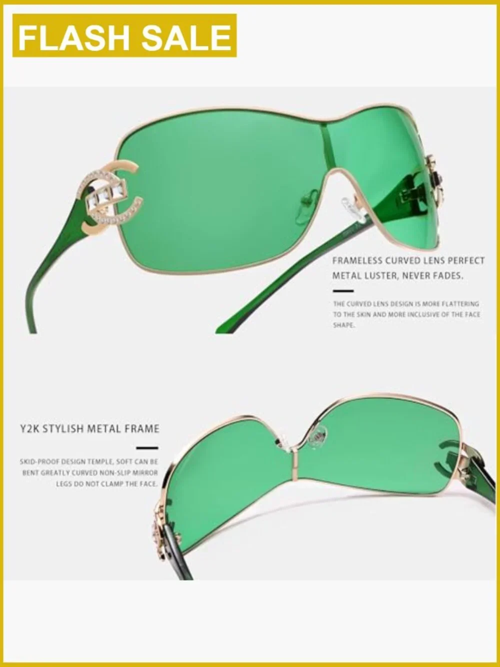 Wrap Around Y2K Oversized Shield Sunglasses with UV400 Protection